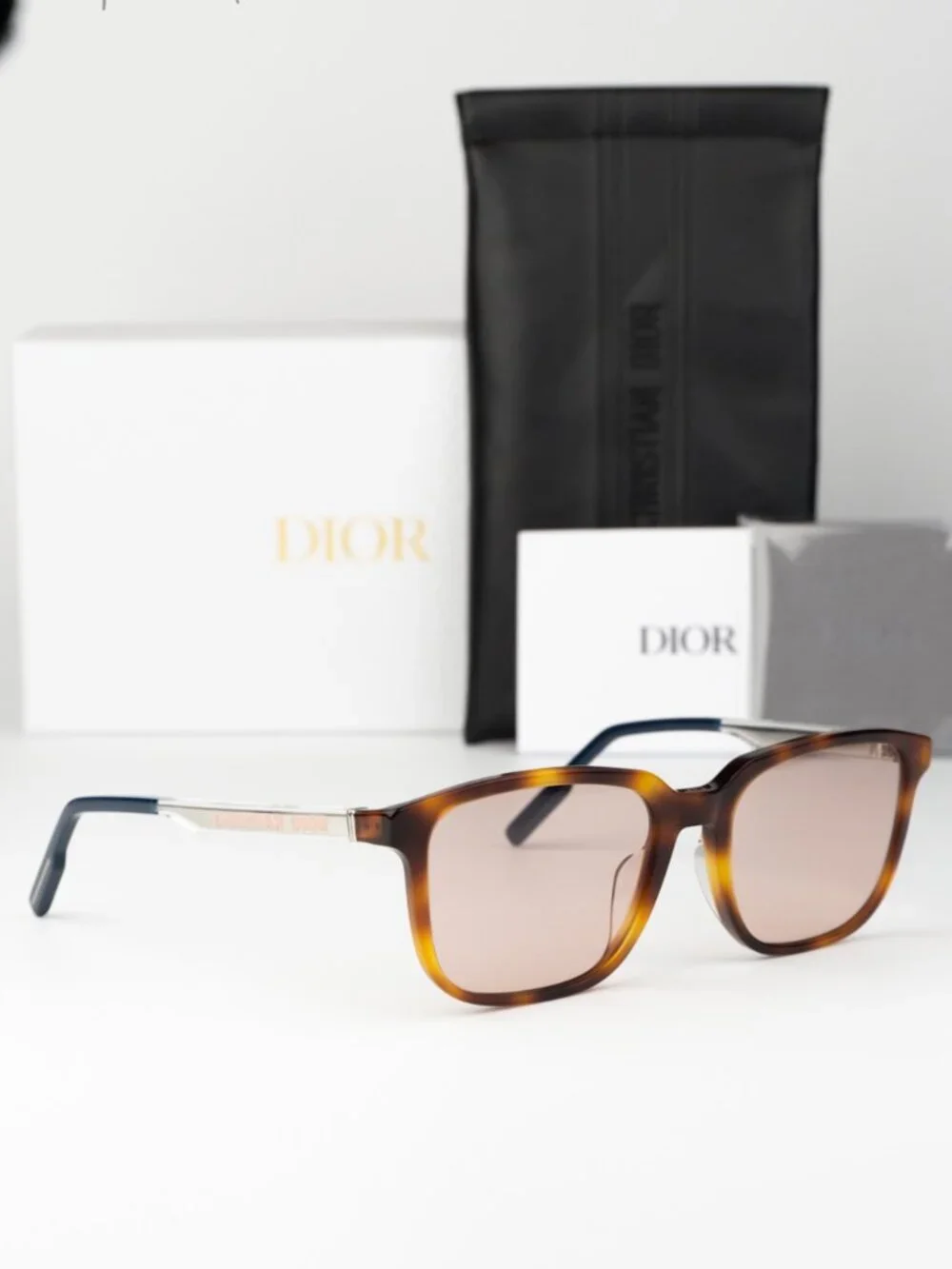 Dior Men Sunglasses Havana Pink Square DIORTAG SU 26E0 NEW AUTHENTIC